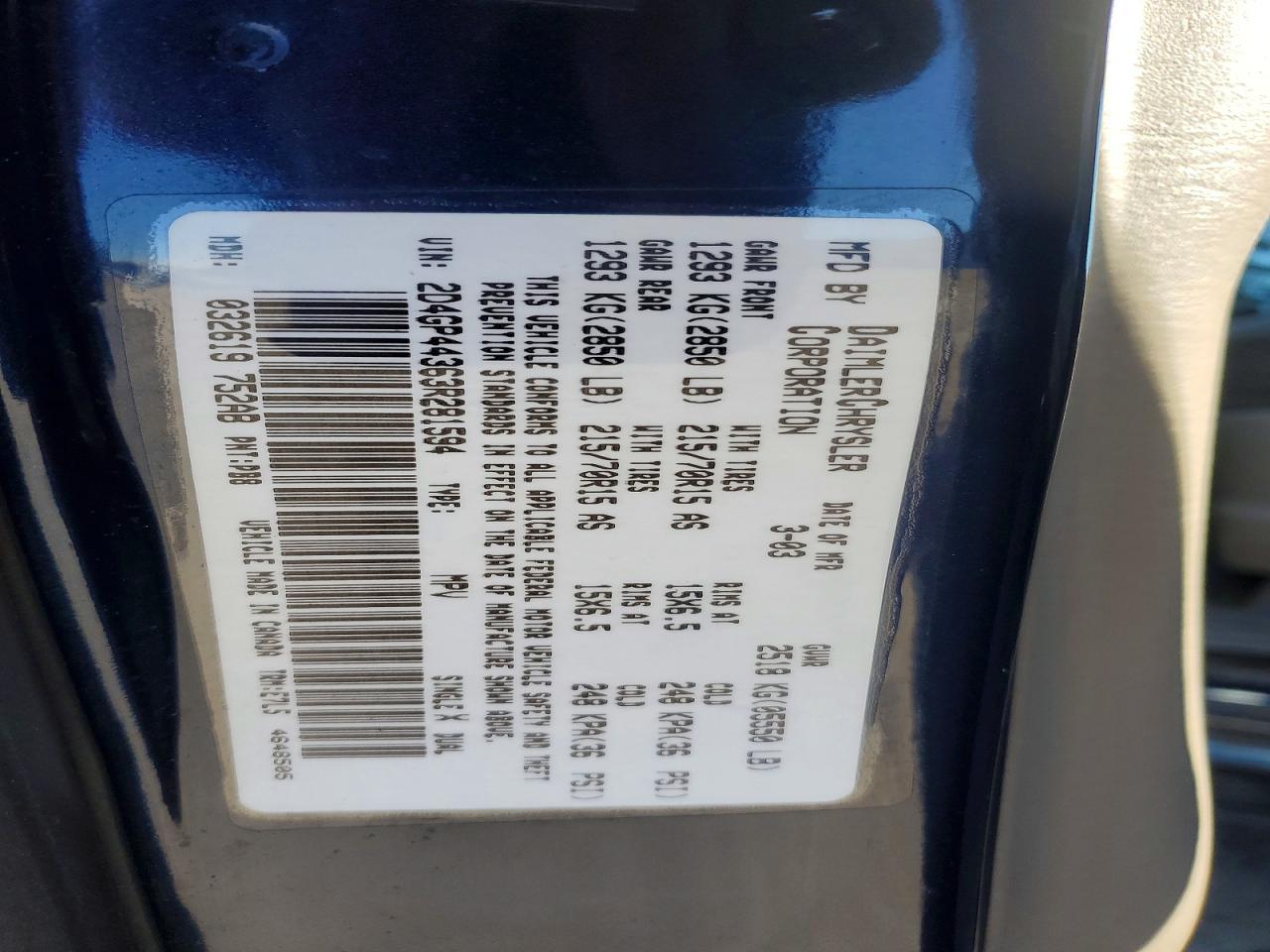 2003 DODGE GRAND CARAVAN