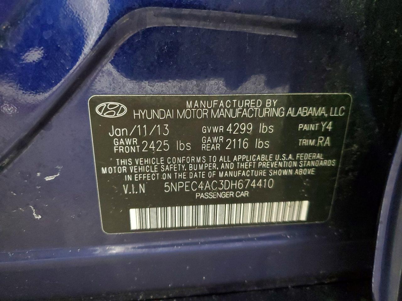 2013 HYUNDAI SONATA