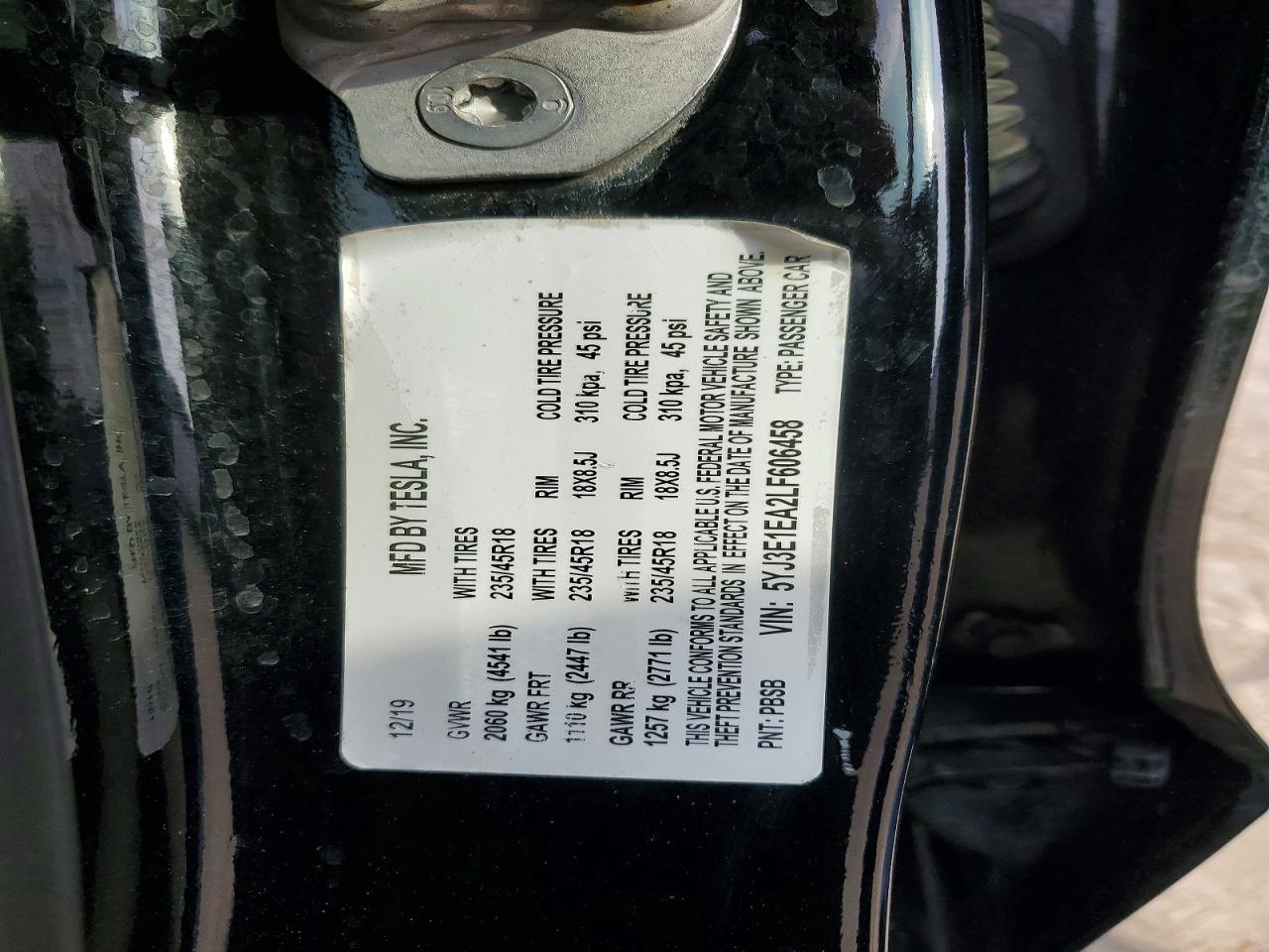 2020 TESLA MODEL 3