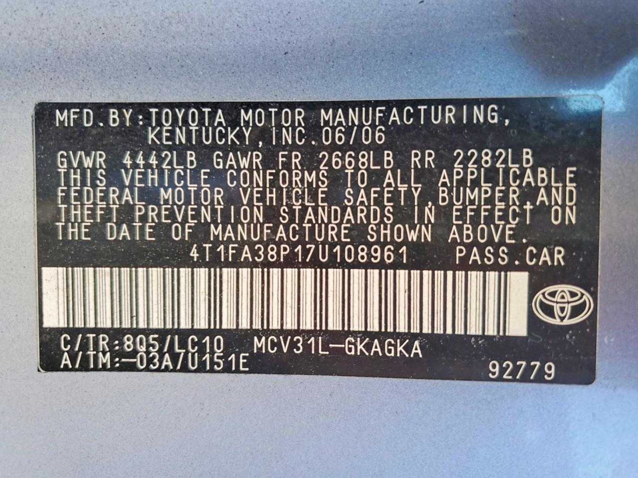 2007 TOYOTA CAMRY