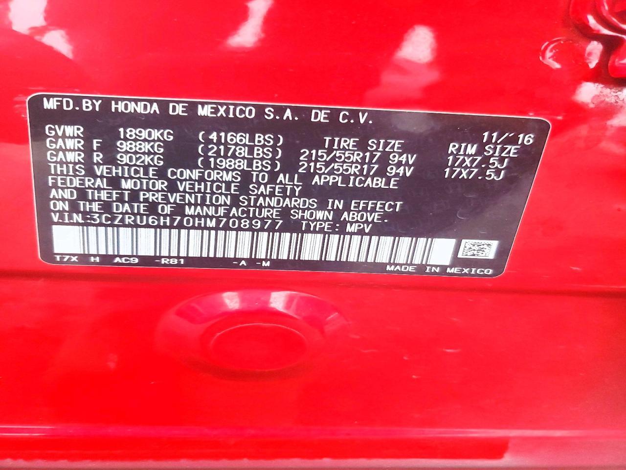 2017 HONDA HR-V