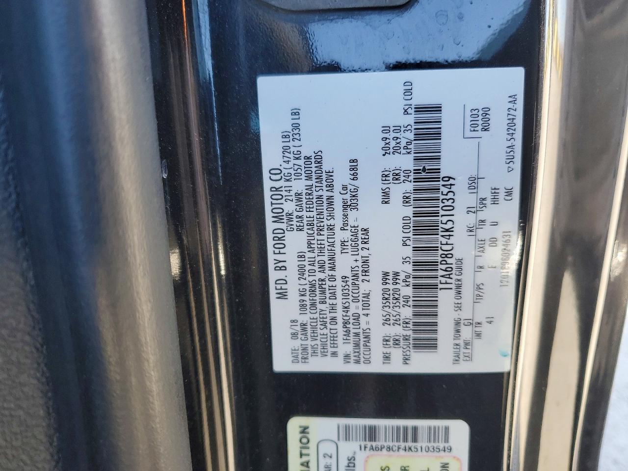 2019 FORD MUSTANG