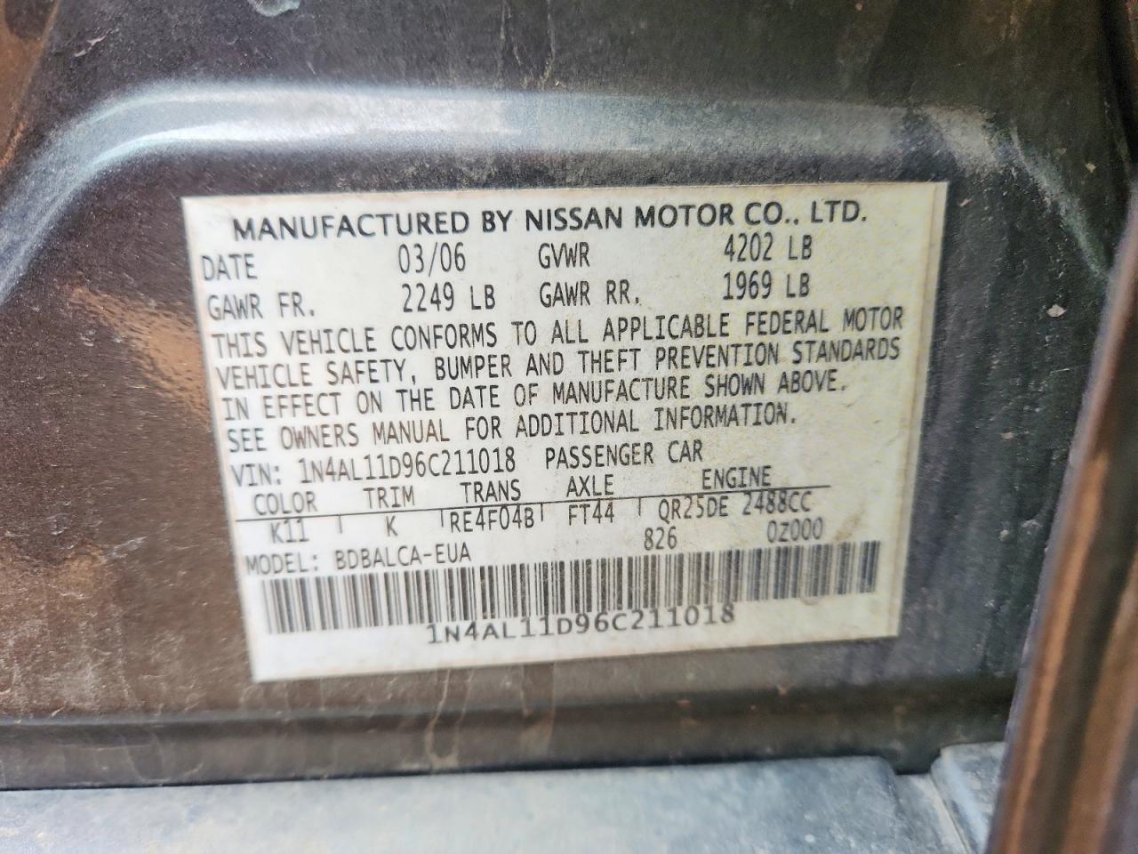 2006 NISSAN ALTIMA