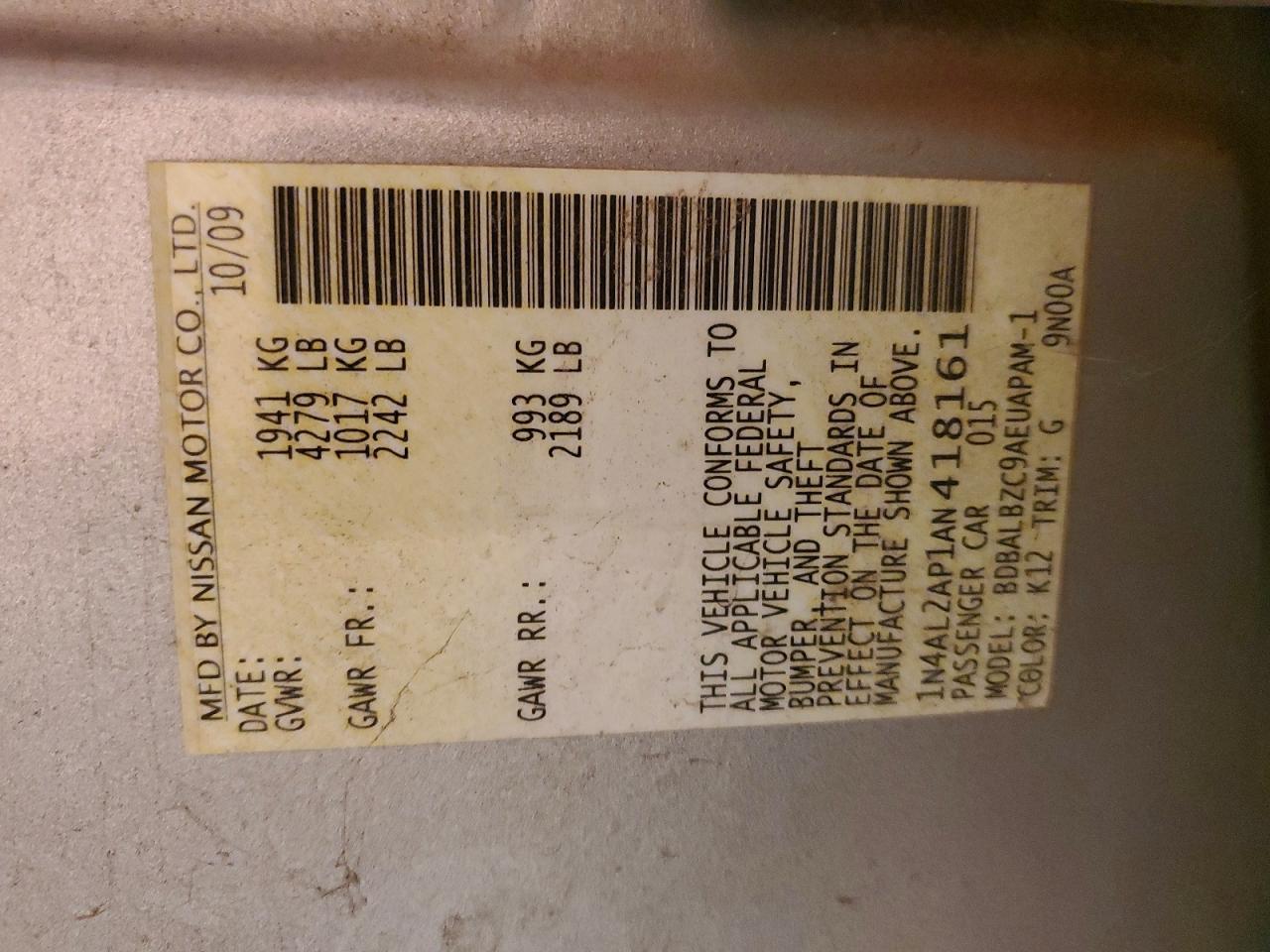 2010 NISSAN ALTIMA