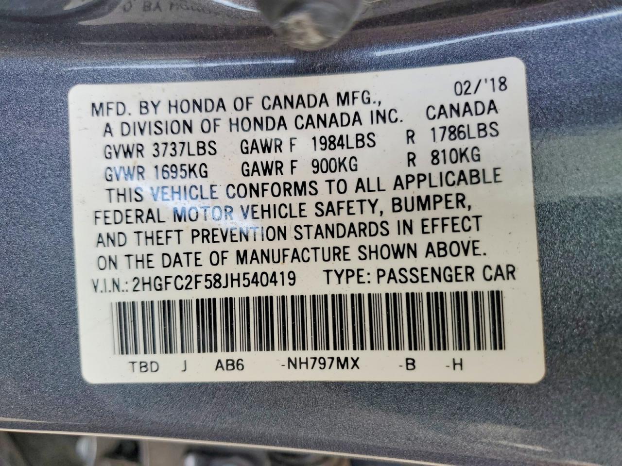 2018 HONDA CIVIC