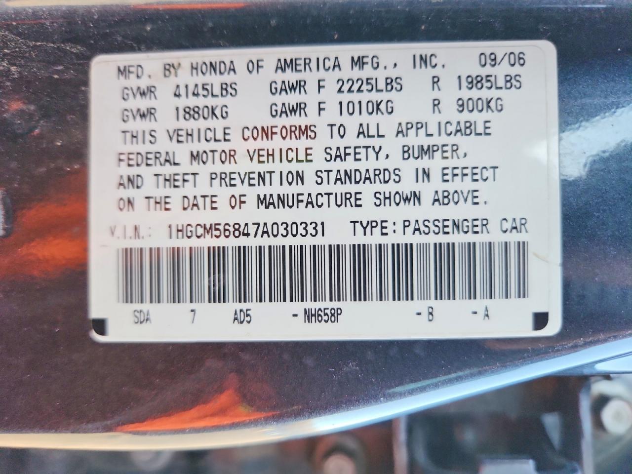 2007 HONDA ACCORD