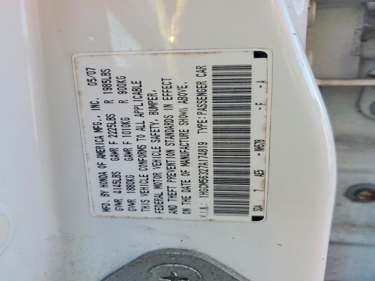 2007 HONDA ACCORD