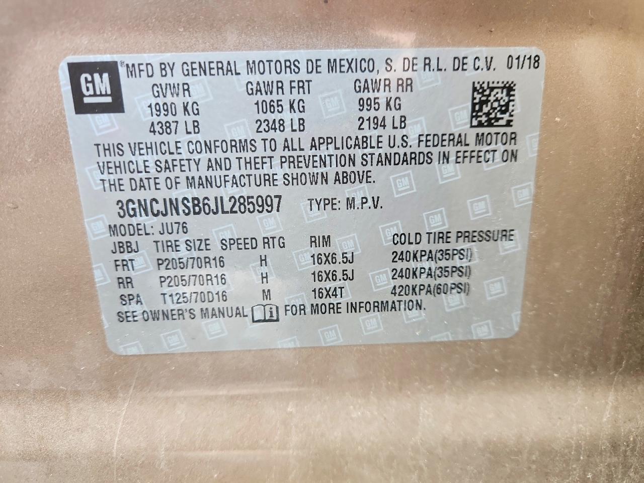 2018 CHEVROLET TRAX