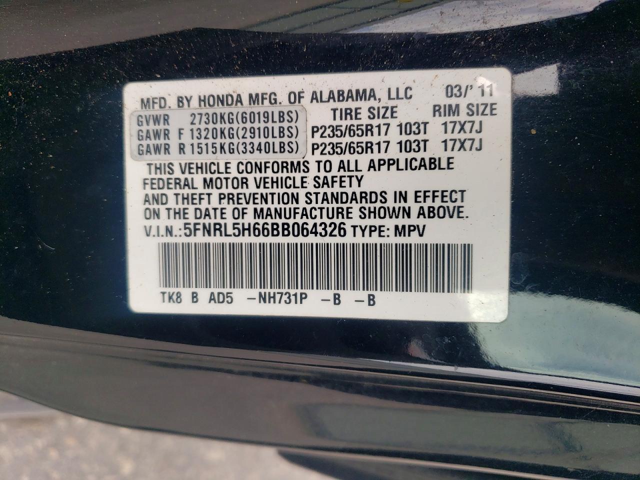 2011 HONDA ODYSSEY