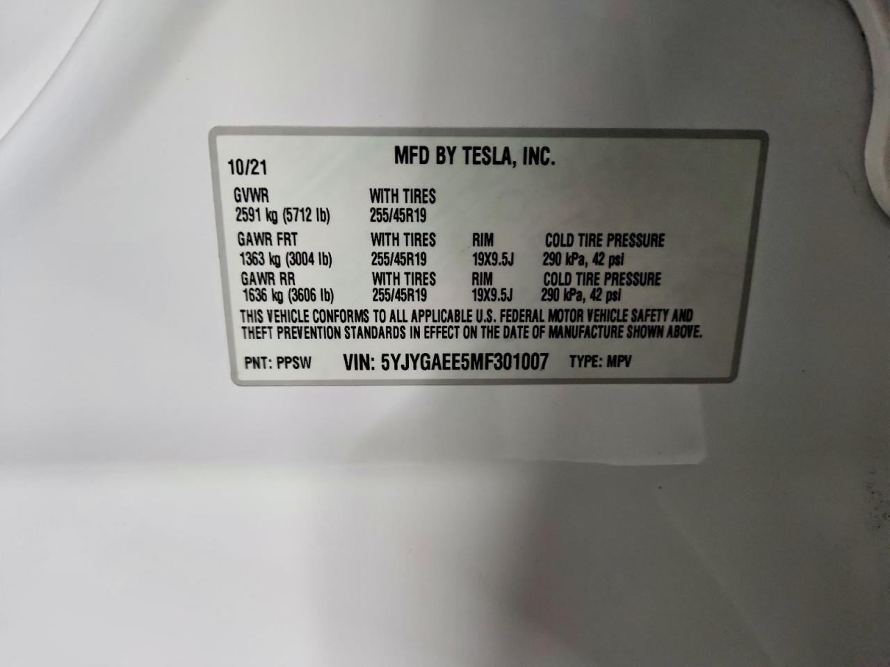 2021 TESLA MODEL Y