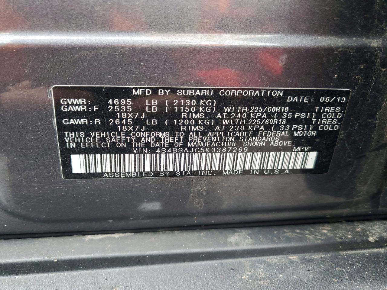 2019 SUBARU Outback