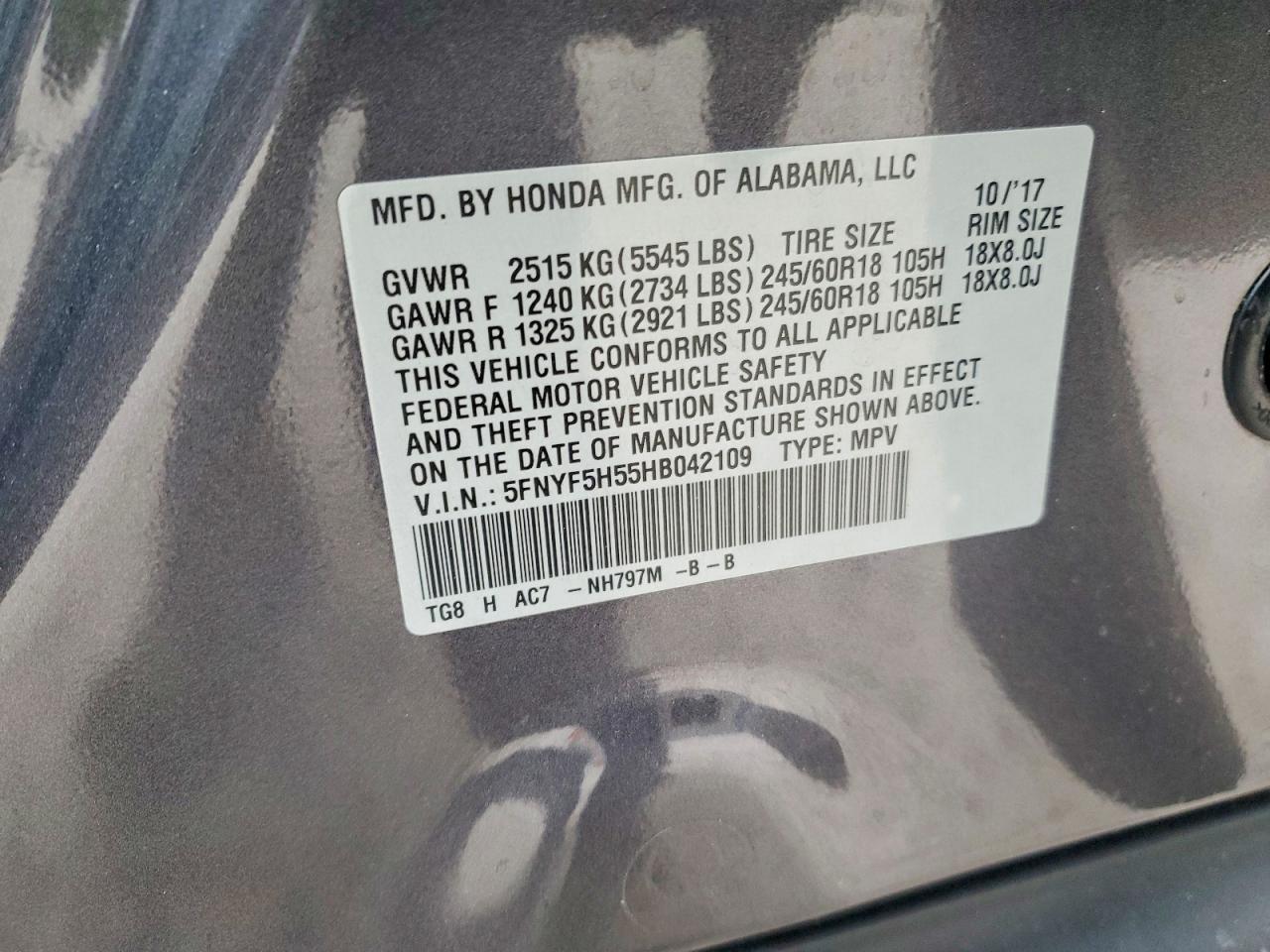 2017 HONDA PILOT