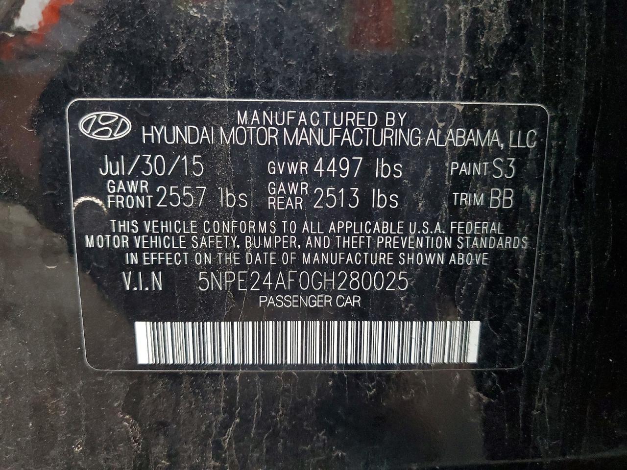 2016 HYUNDAI SONATA