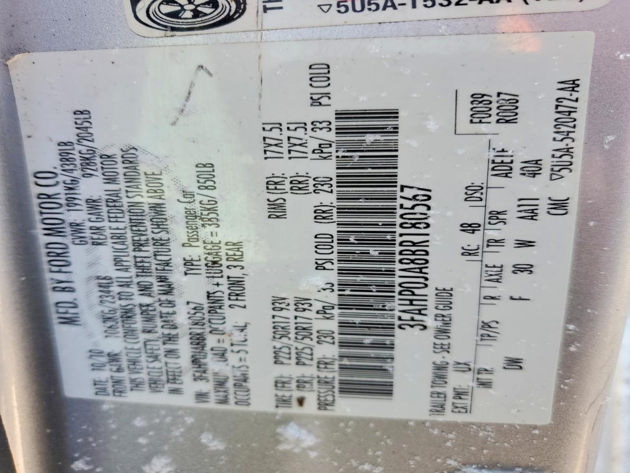 2011 FORD FUSION