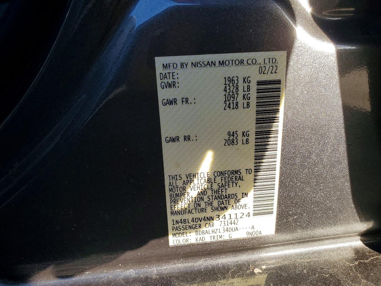2022 NISSAN ALTIMA