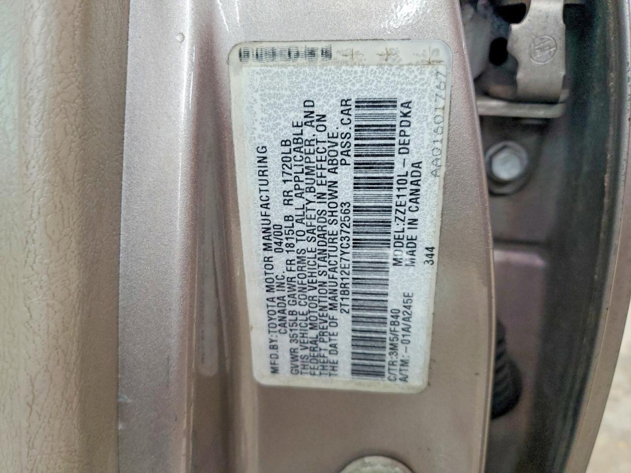 2000 TOYOTA COROLLA