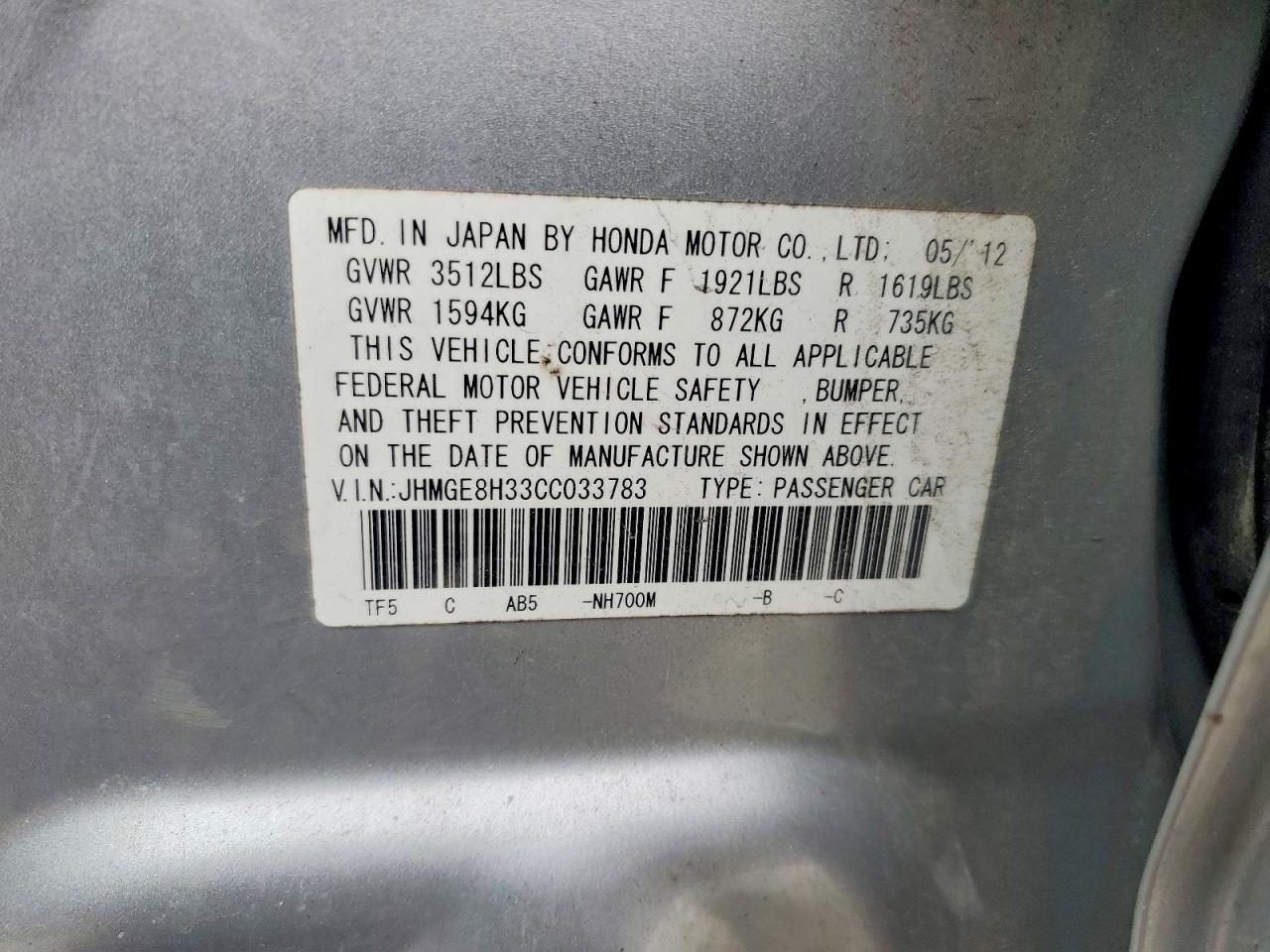 2012 HONDA FIT