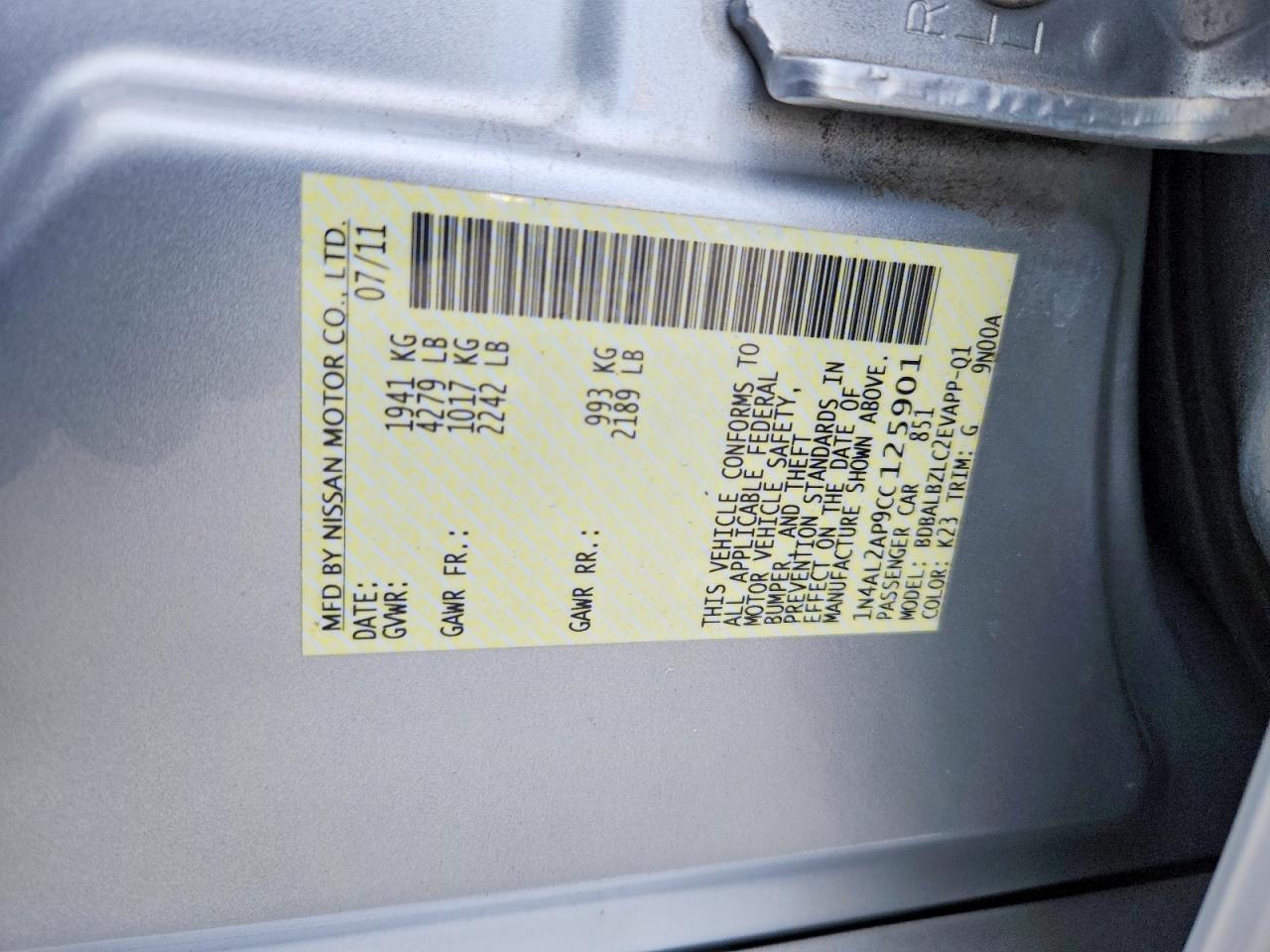 2012 NISSAN ALTIMA