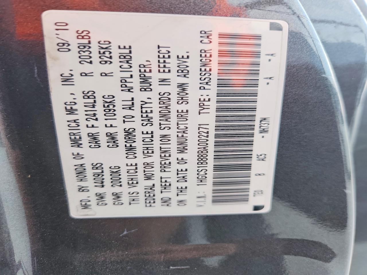 2011 HONDA ACCORD