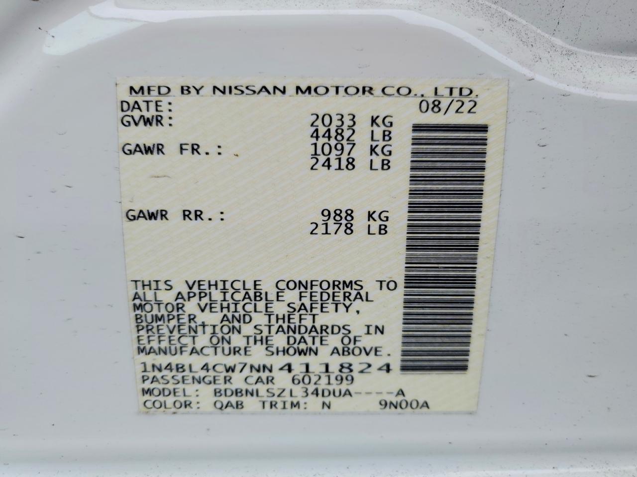 2022 NISSAN ALTIMA