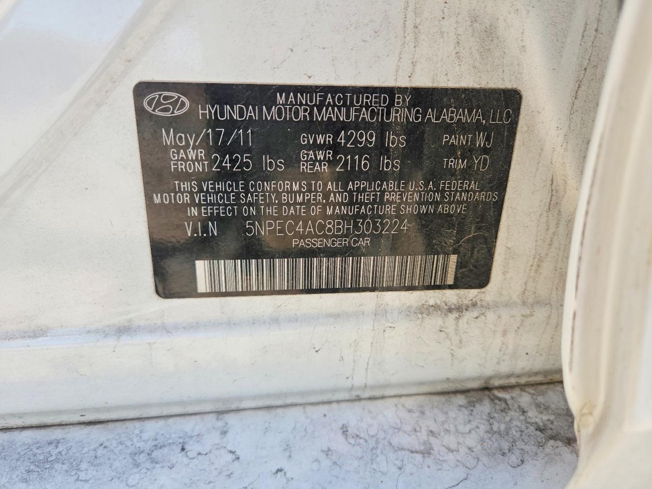 2011 HYUNDAI SONATA