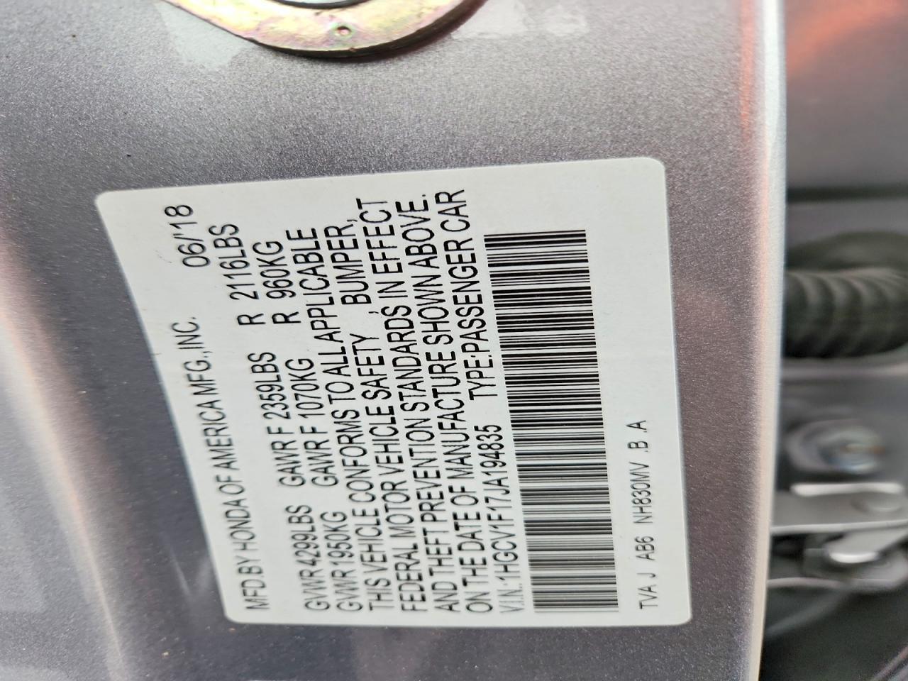 2018 HONDA ACCORD