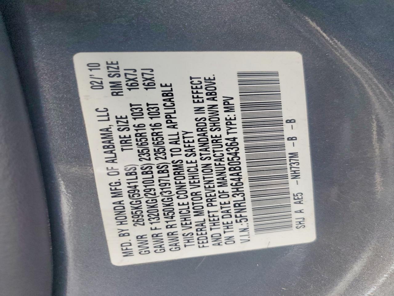 2010 HONDA ODYSSEY