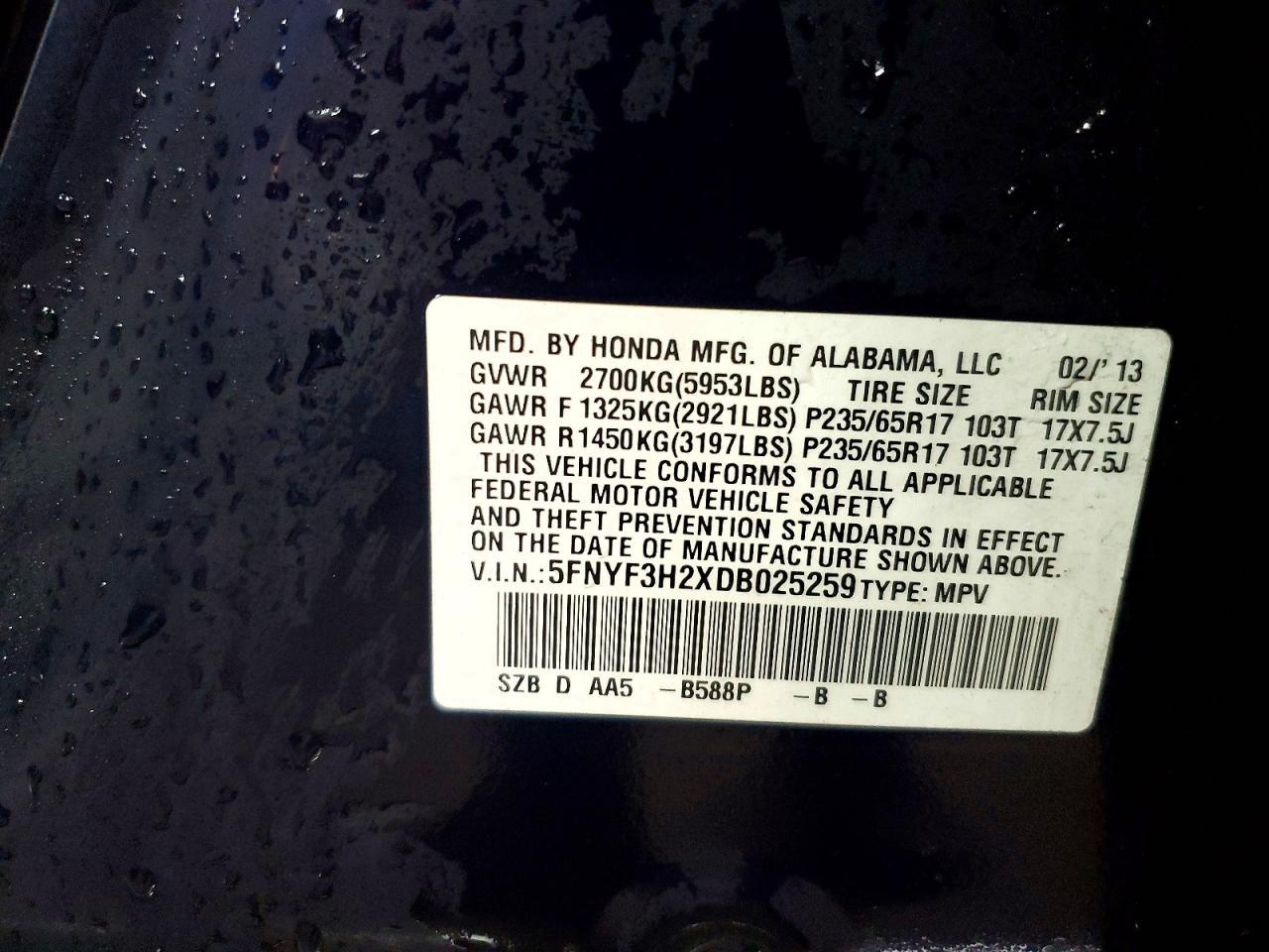 2013 HONDA PILOT