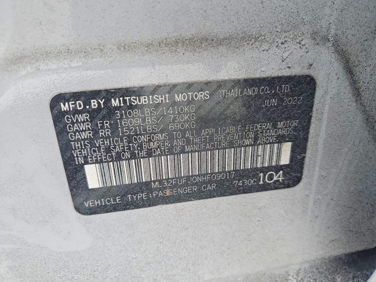 2022 MITSUBISHI MIRAGE