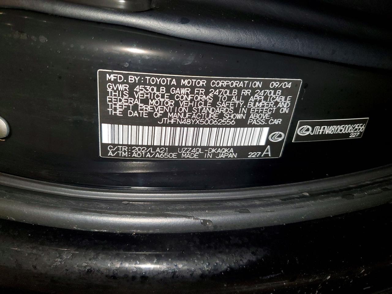 2005 LEXUS SC 430
