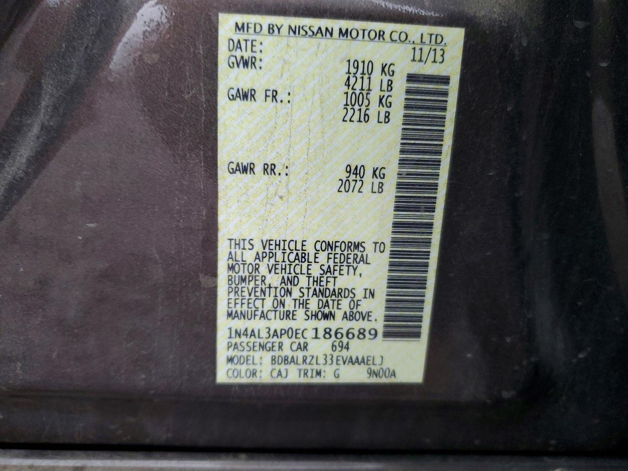 2014 NISSAN ALTIMA