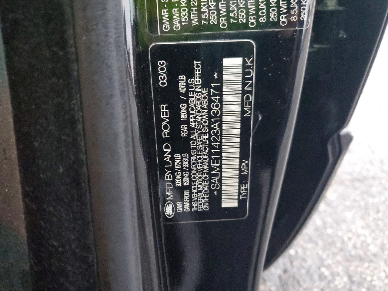 2003 LAND ROVER RANGE ROVER