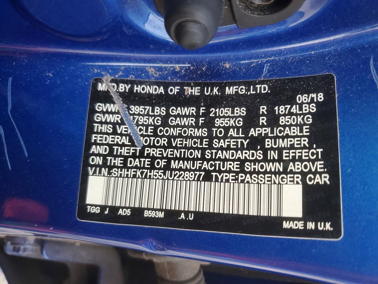 2018 HONDA CIVIC