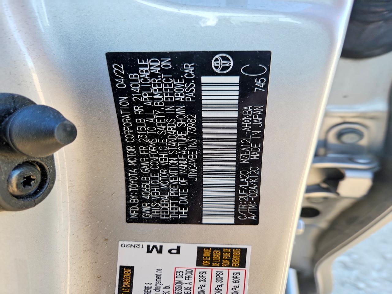 2022 TOYOTA COROLLA