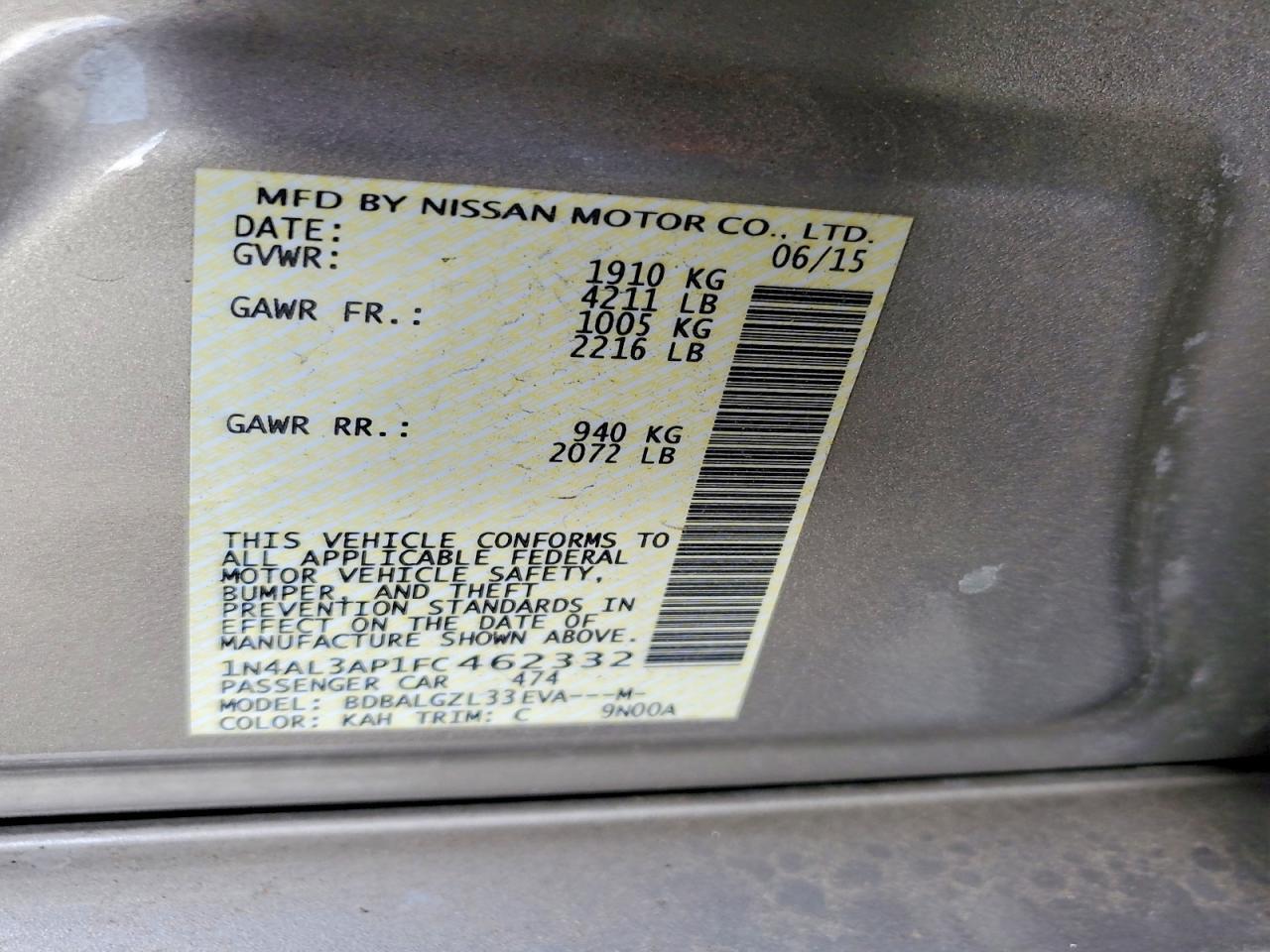 2015 NISSAN ALTIMA