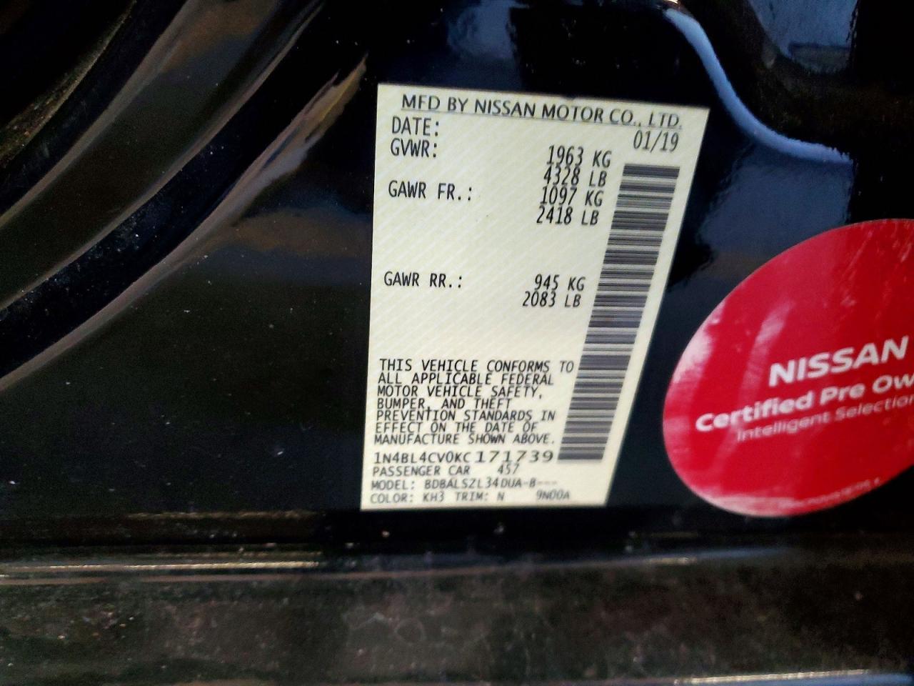 2019 NISSAN ALTIMA