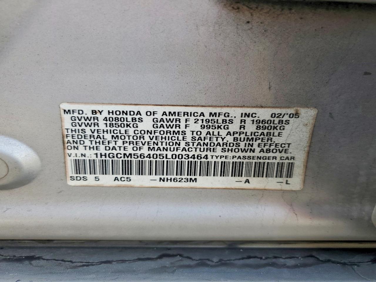 2005 HONDA ACCORD