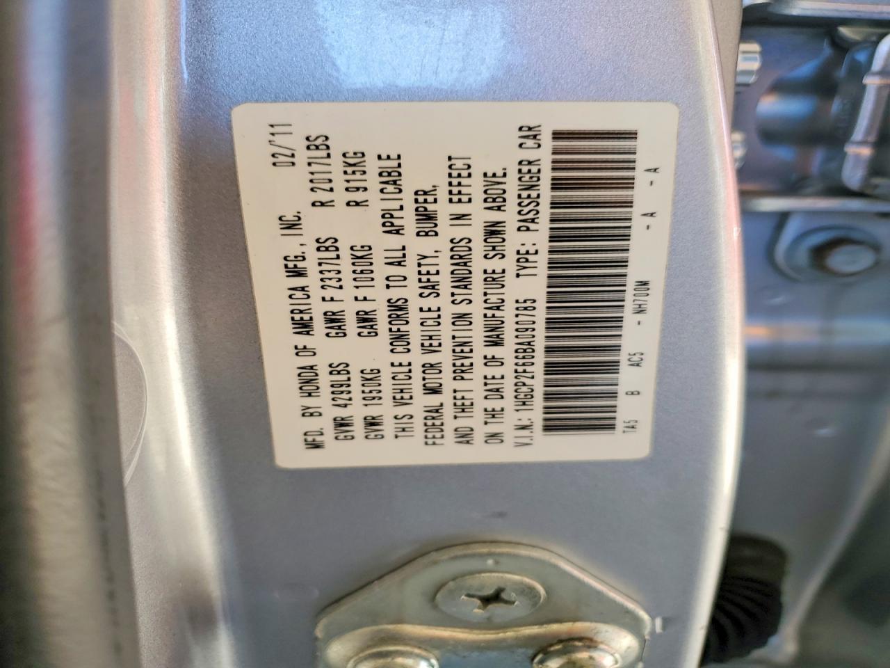 2011 HONDA ACCORD