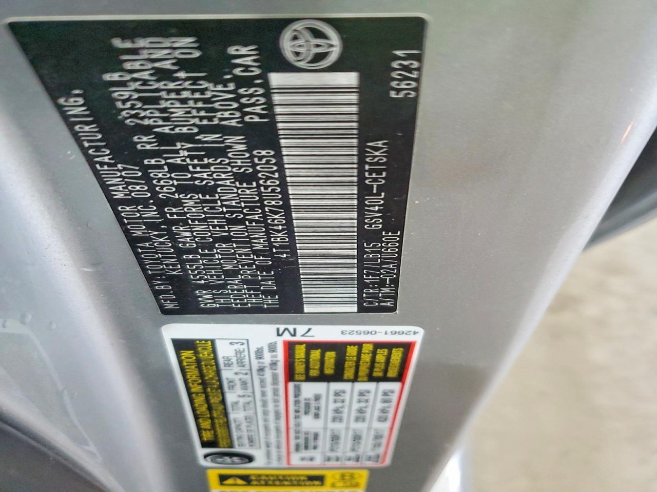 2008 TOYOTA CAMRY