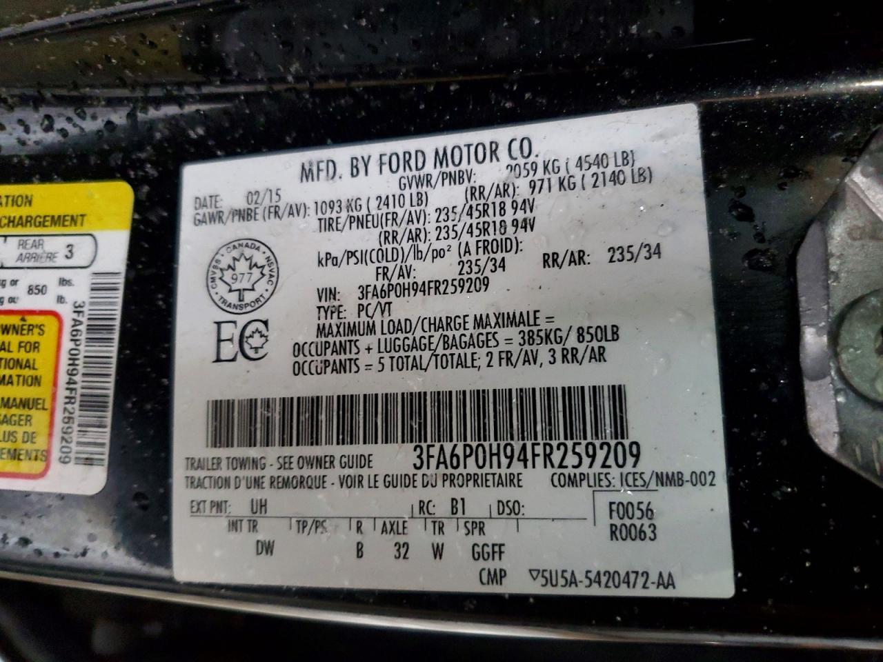 2015 FORD FUSION