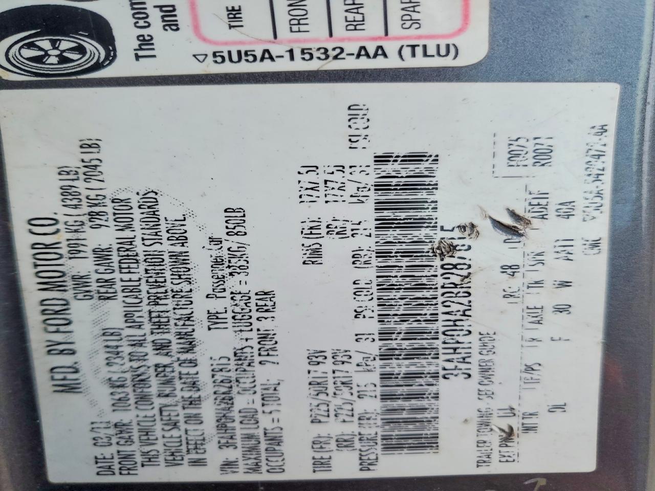 2011 FORD FUSION