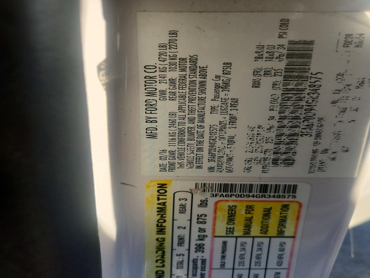 2016 FORD FUSION