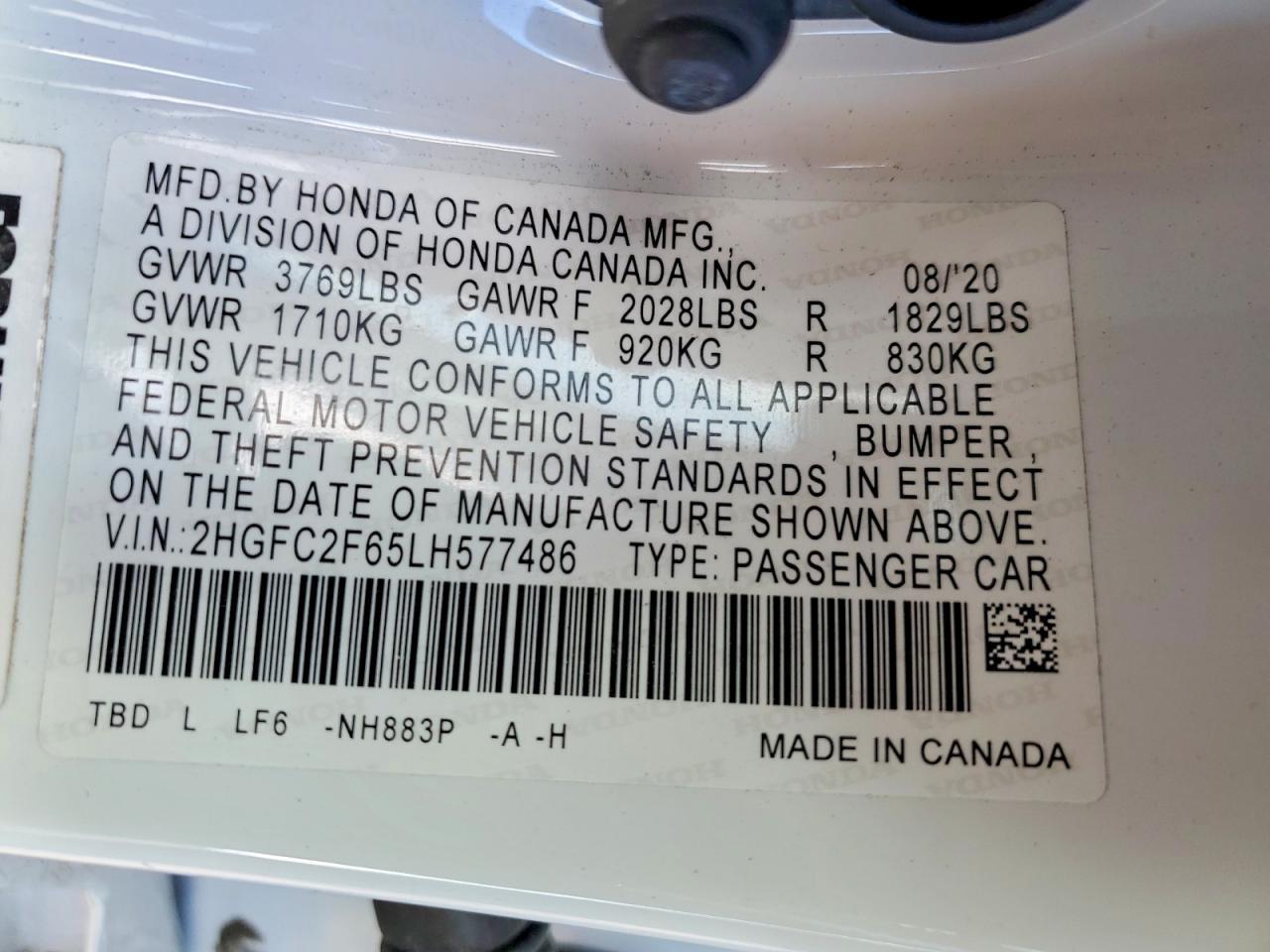 2020 HONDA CIVIC
