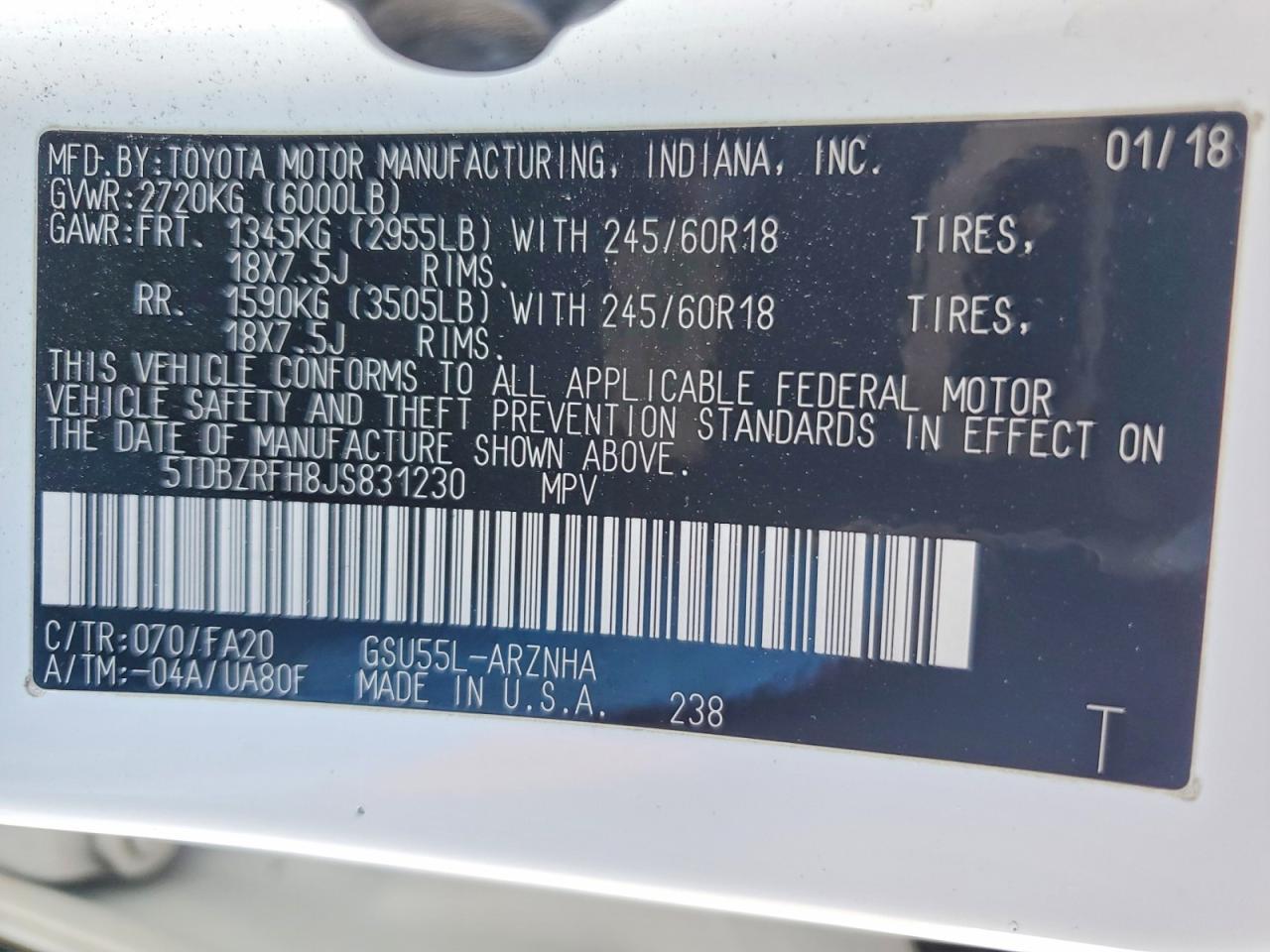 2018 TOYOTA HIGHLANDER