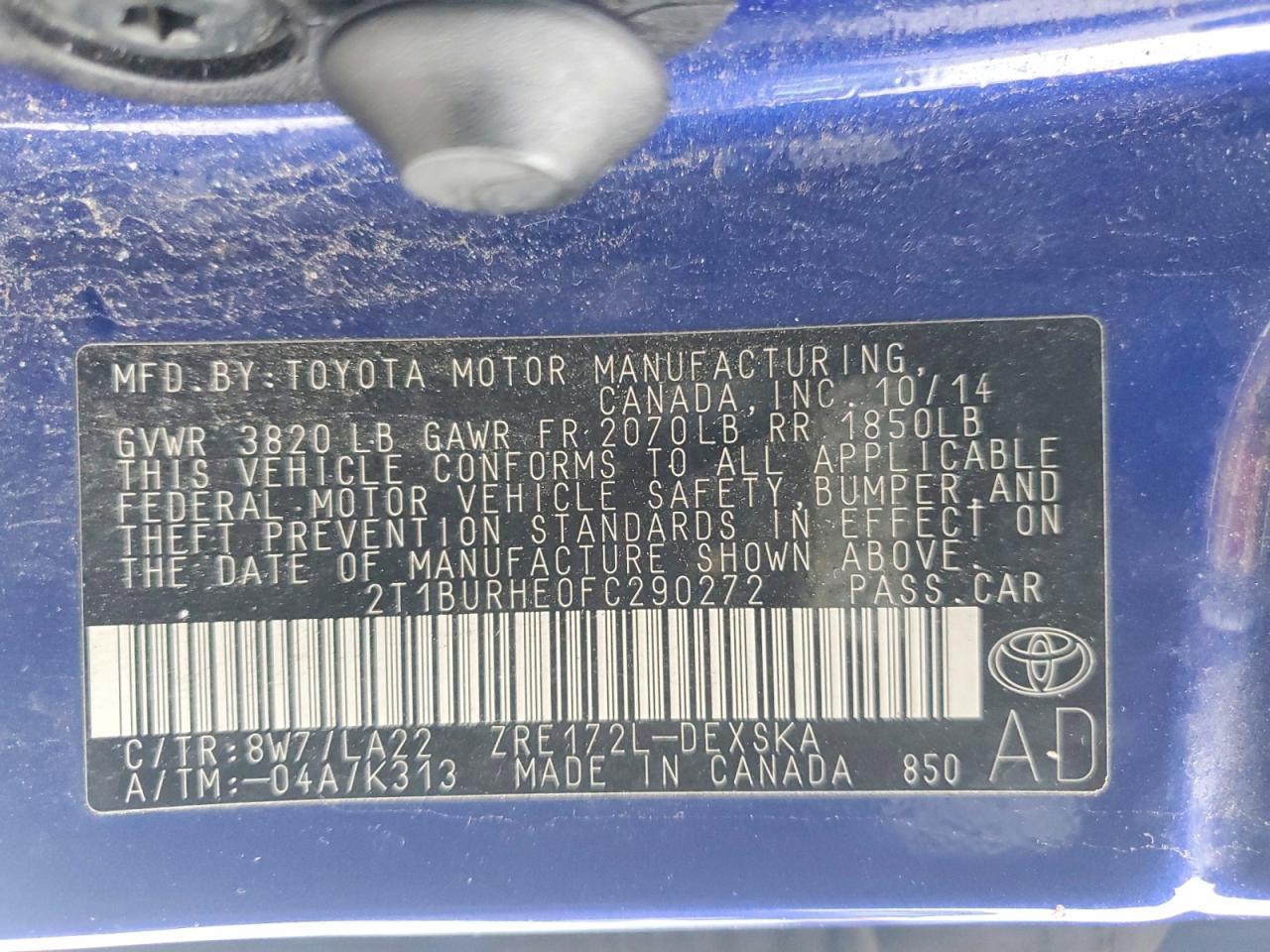 2015 TOYOTA COROLLA