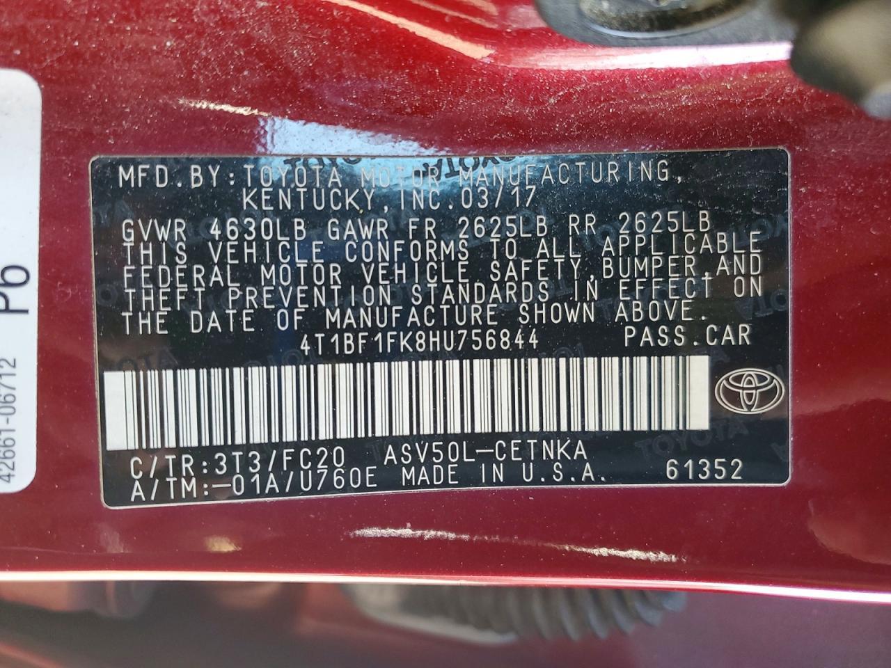 2017 TOYOTA CAMRY