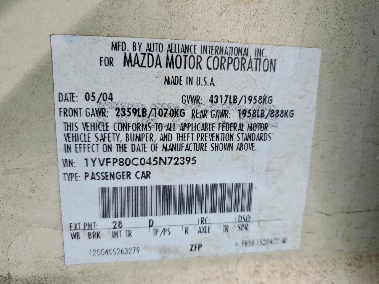 2004 MAZDA 6