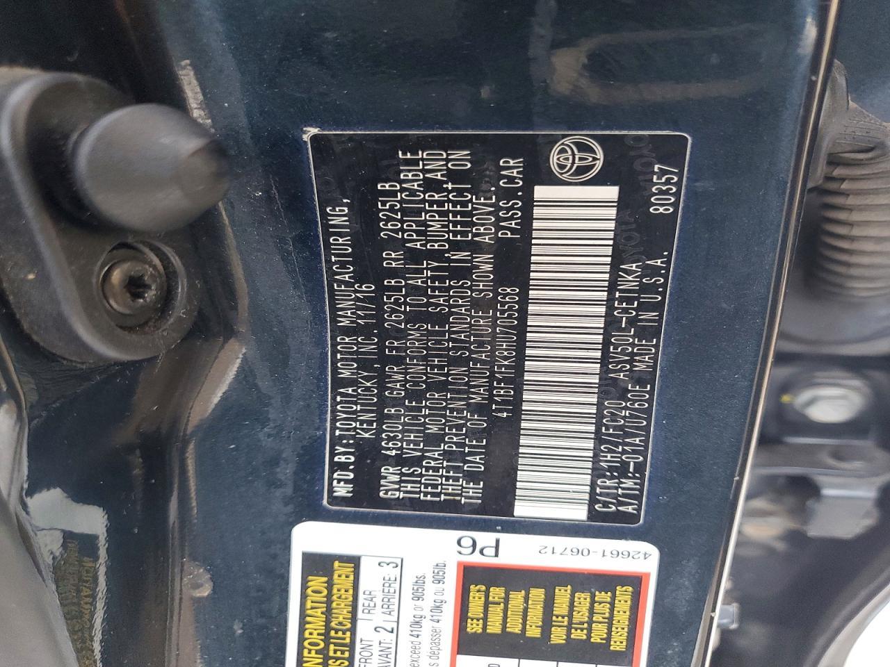 2017 TOYOTA CAMRY
