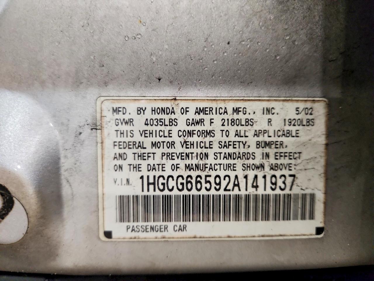 2002 HONDA ACCORD