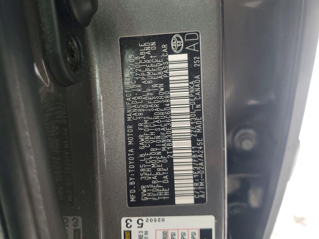 2006 TOYOTA COROLLA